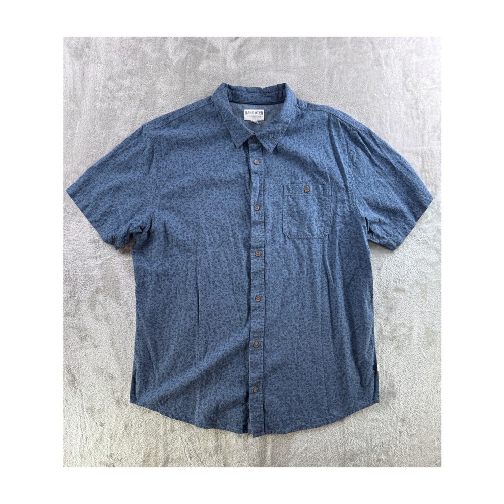 Hang Ten Men's Blue Short Sleeve Button Up‎ Shirt Size XXL Casual Classic Fit